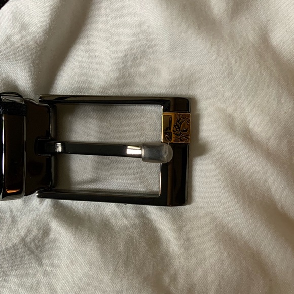 Versace Collection, men's belt, leather, black metallic with gold Versace Emblem - Picture 6 of 9